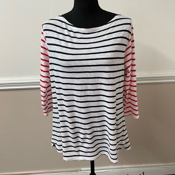 Crown & Ivy Classic Fit Vintage Wash Stripe Tee - Picture 1 of 4